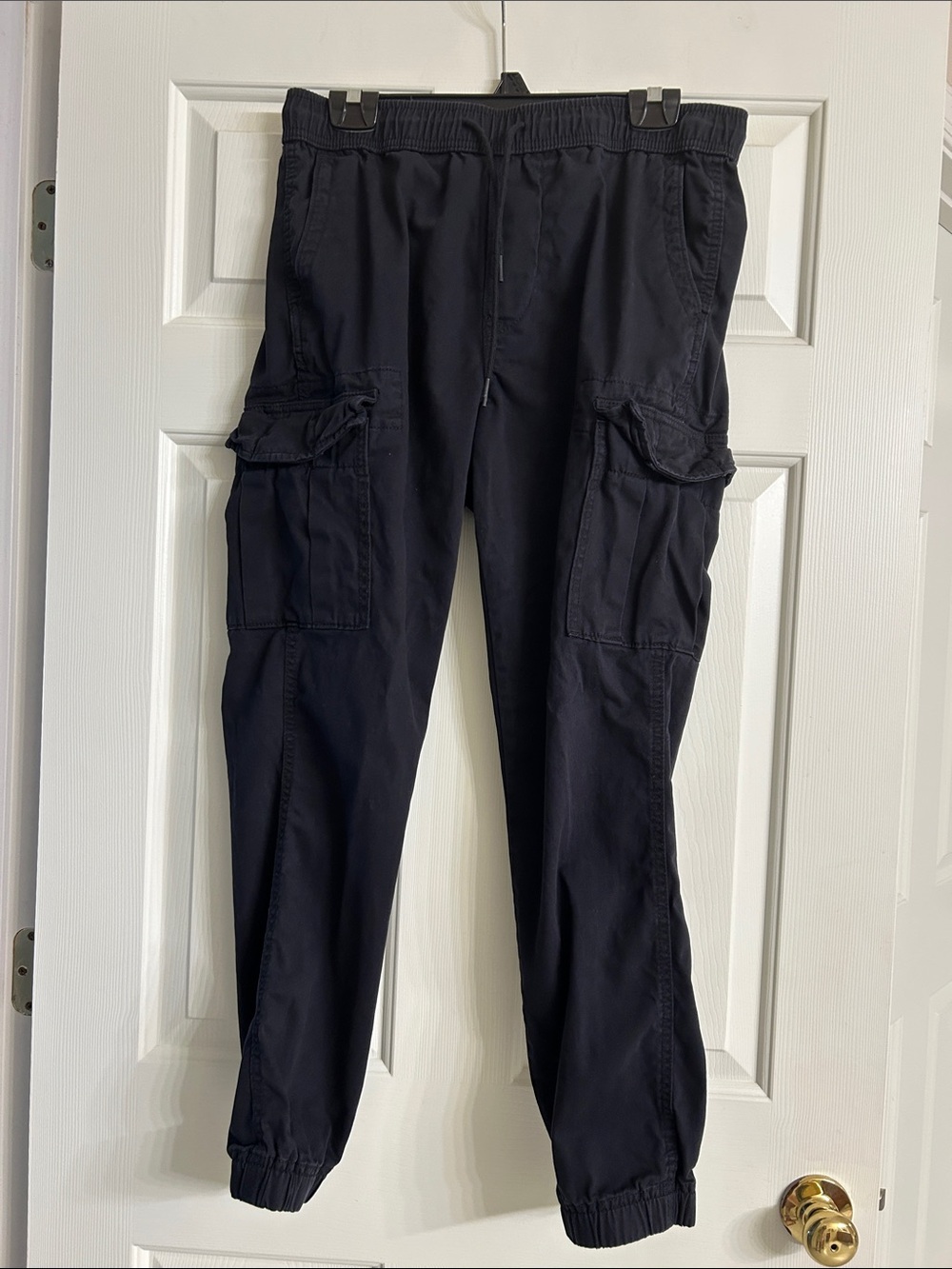 Men's Aeropostale Black Cargo Jogger Pants - Elastic Waist & Ankle